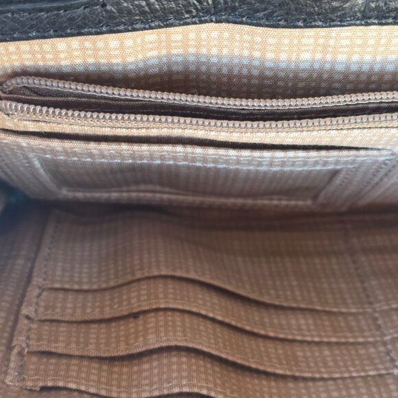 Brighton Twister Black Dual Zip Microfiber Purse Wallet Organizer Crossbody Bag - Picture 8 of 16